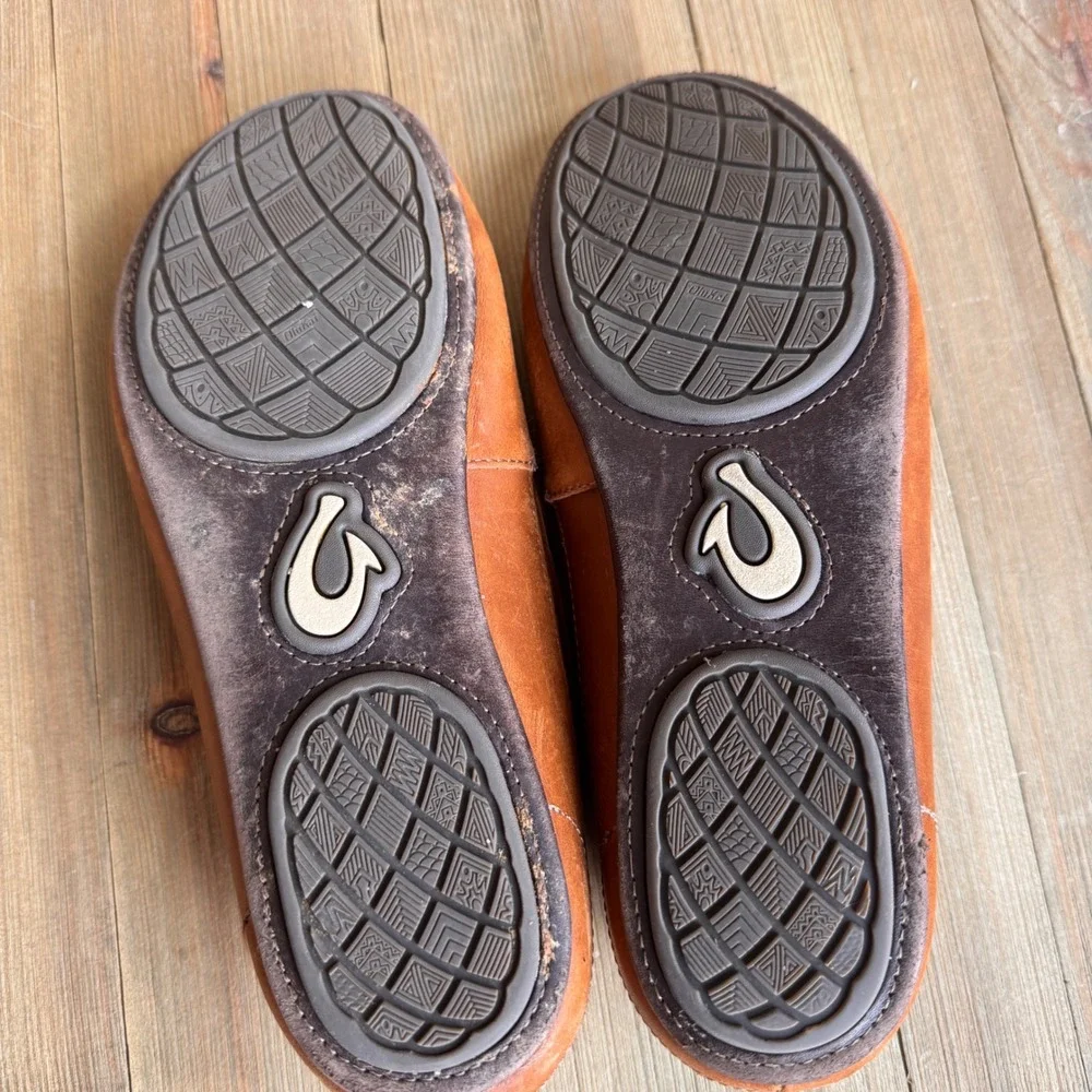 OluKai Kulana Mens Leather Slip On Loafers Fox Brown 10380-FX63 Size 8